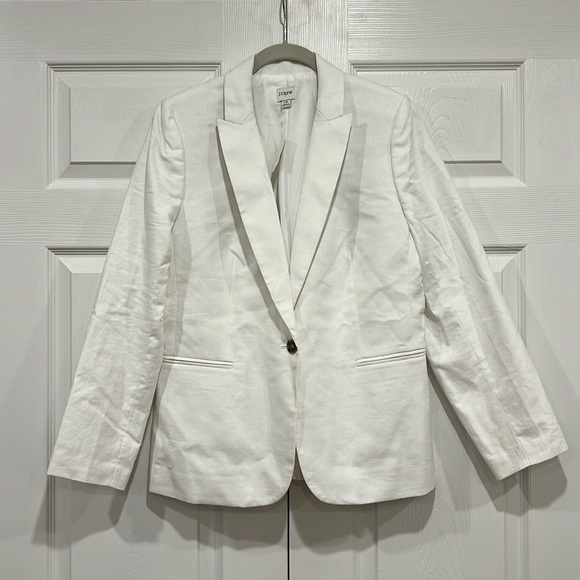 J. Crew Factory Linen-blend One-button Blazer White Size 12 - Picture 1 of 7